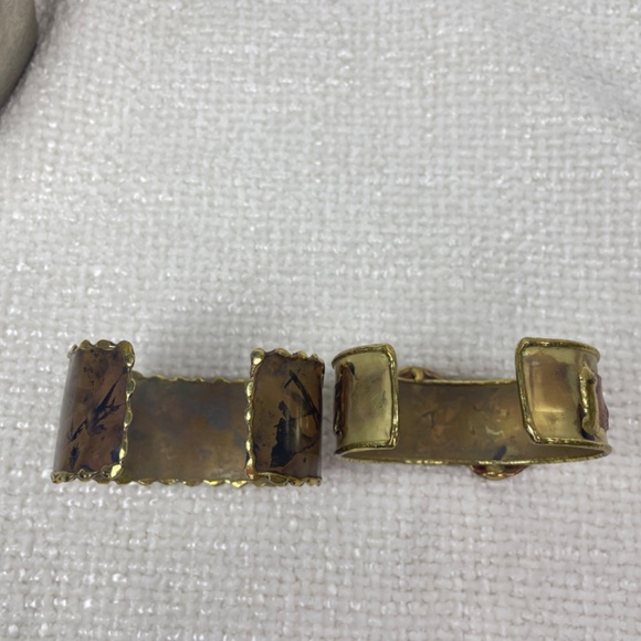 Set of Two Contemporary Artisan Cuff Bracelets Adjustable - Picture 6 of 7